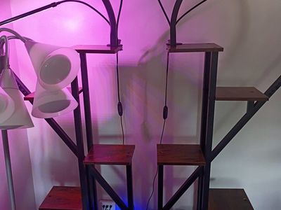 Industrial Style Plant Stands with Grow Lights - Set of 2 Tiered Shelves