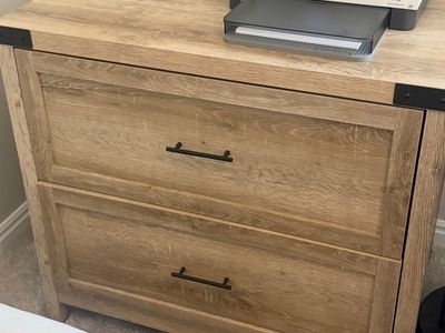 Rustic Oak Finish 2-Drawer Filing Cabinet for Home Office Storage