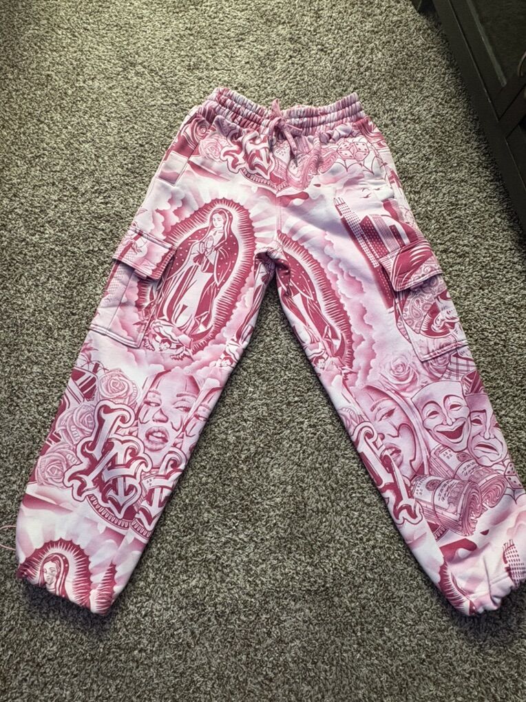 FB County Graffiti Pink Cargo Sweatpants