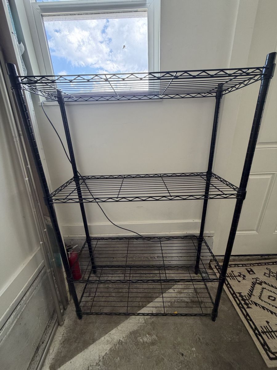 Black Wire Storage Shelf 4-Tier Metal Shelving Unit