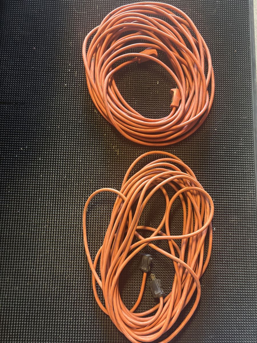 Two 12/3 SJTW Heavy-Duty Outdoor Extension Cords – Orange