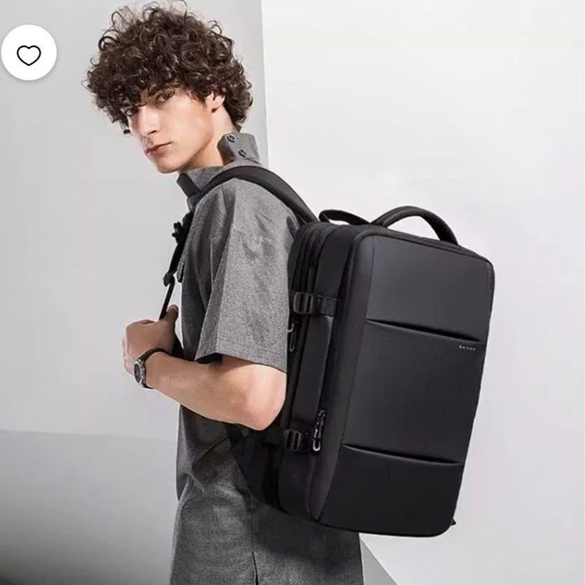 BANGE 45L Expandable Travel Laptop Backpack Black Waterproof 17.3 Inch