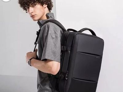BANGE 45L Expandable Travel Laptop Backpack Black Waterproof 17.3 Inch
