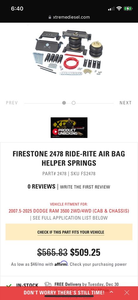 FIRESTONE 2478 RIDE-RITE AIR BAG HELPER SPRINGS