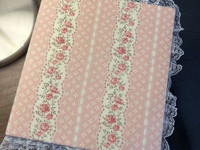 Vintage Floral Fabric Photo Album with White Lace Trim Pink & Cream