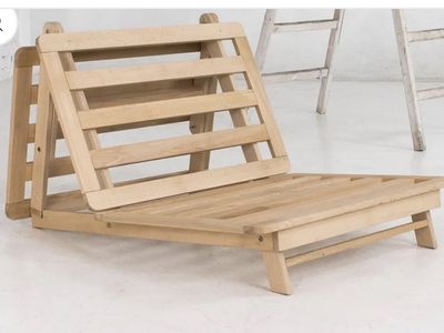 Convertible Wooden Futon Chair Lounge Bed Frame with Cushion
