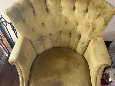 Yellow Velvet Tufted barrel Accent Chair with Nailhead Trim