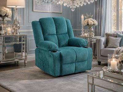 TEAL RECLINER CHAIR WITH CUP HOLDERS – BRAND NEW