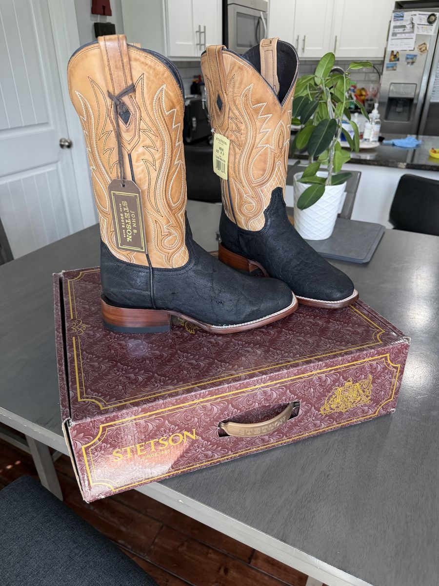 Stetson genuine Elephant Leather Cowboy Boots Size 8 D New in box $400