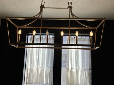 Modern Brass Rectangular Chandelier 6 Light