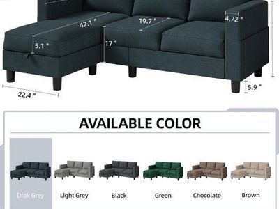 Convertible L-Shaped Sectional Sofa with Reversible Chaise Lounge