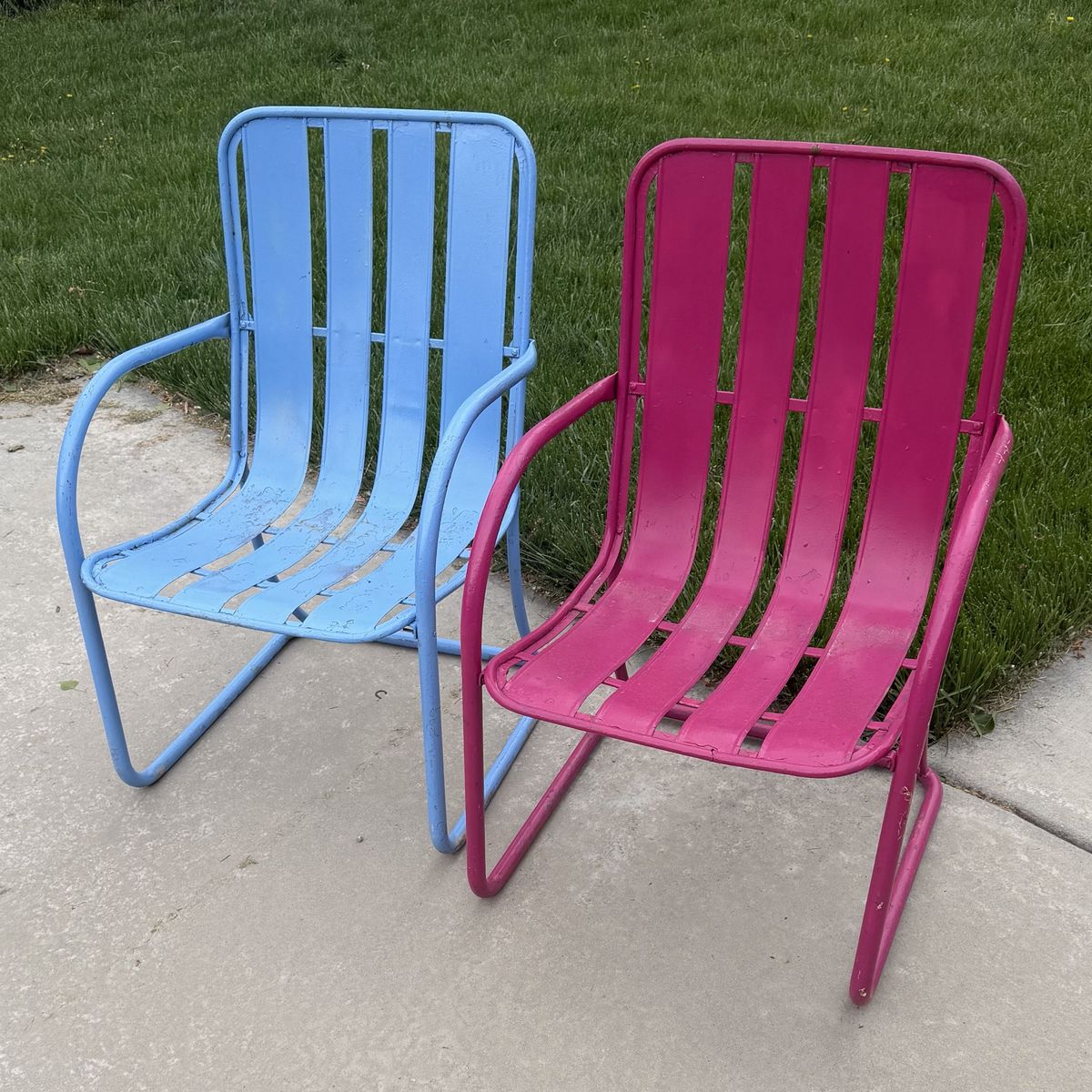 Pair Of Vintage Steel Patio Chairs