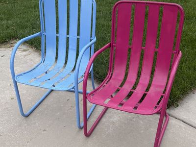 Pair Of Vintage Steel Patio Chairs