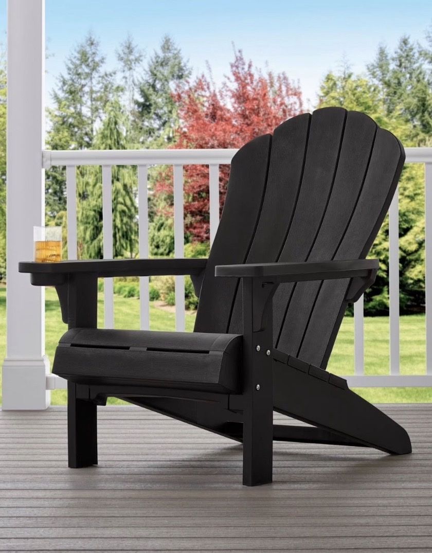 Keter Dark Brown Resin Adirondack Chair with Cup Holder NIB