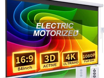 84-Inch Electric Motorized Projector Screen 16:9 4K HD 3D Drop Down Home Theater