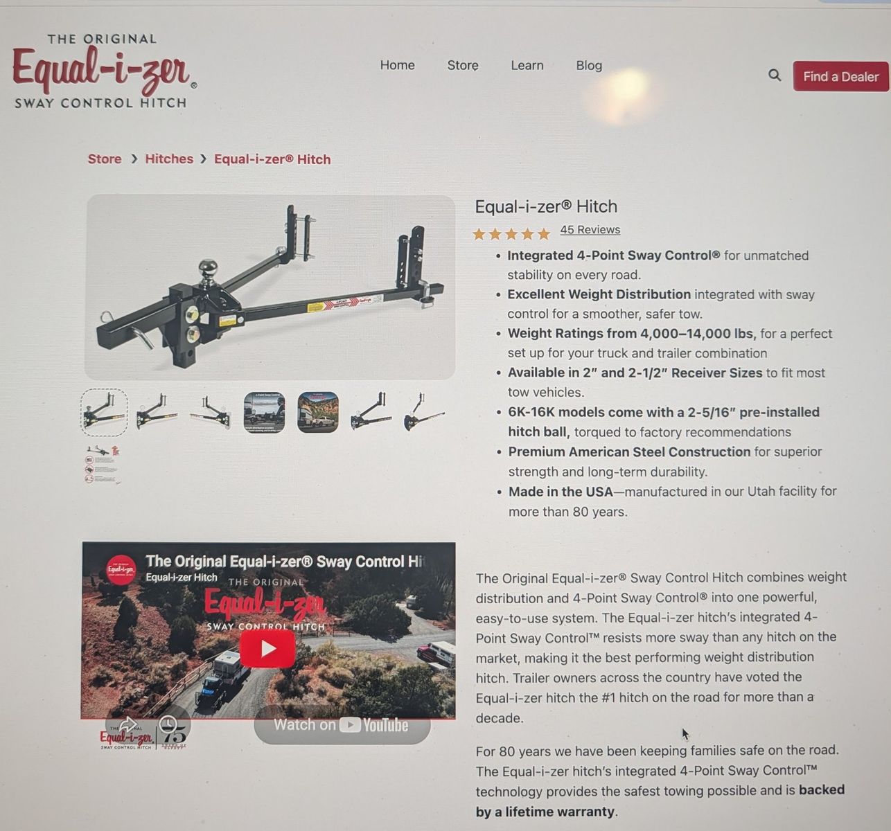 Equal-i-zer Sway control hitch new in box. $800