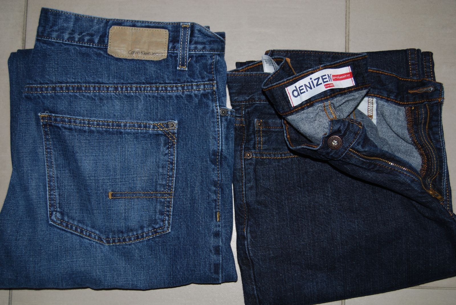 2 pair 36x30 jeans light use one Denizen (Levis) one Calvin Klein