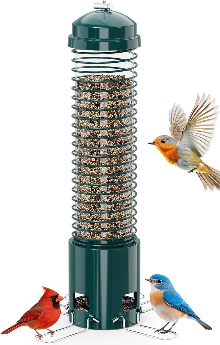 NEW Squirrel Proof Bird Feeder, Metal Bird Feeders for Outdoors Hanging, 3.6LB Large Seeds Capacity