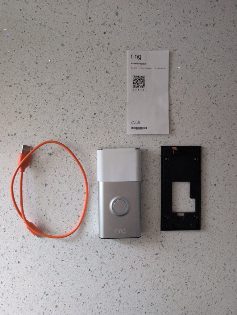 Ring Battery Doorbell with Mounting Bracket and Charging Cable