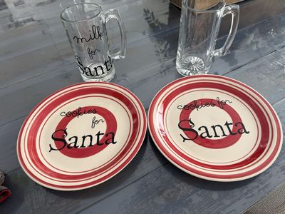Cookies for Santa Plate and Mug for Milk for Santa - 2 sets