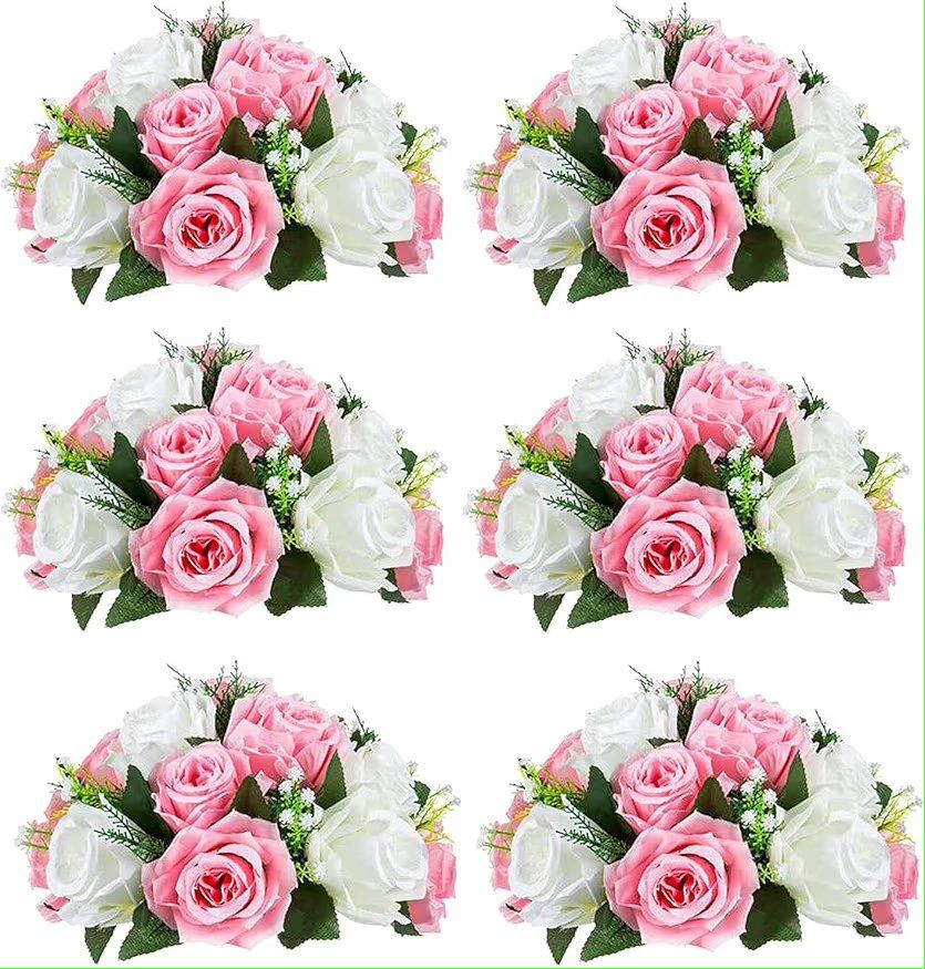 6 pcs pink rose flower ball centerpieces