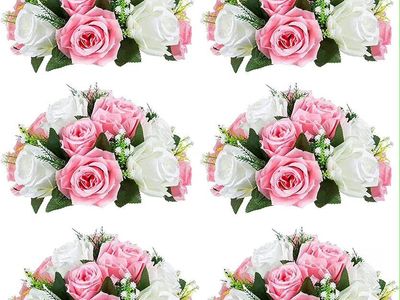 6 pcs pink rose flower ball centerpieces