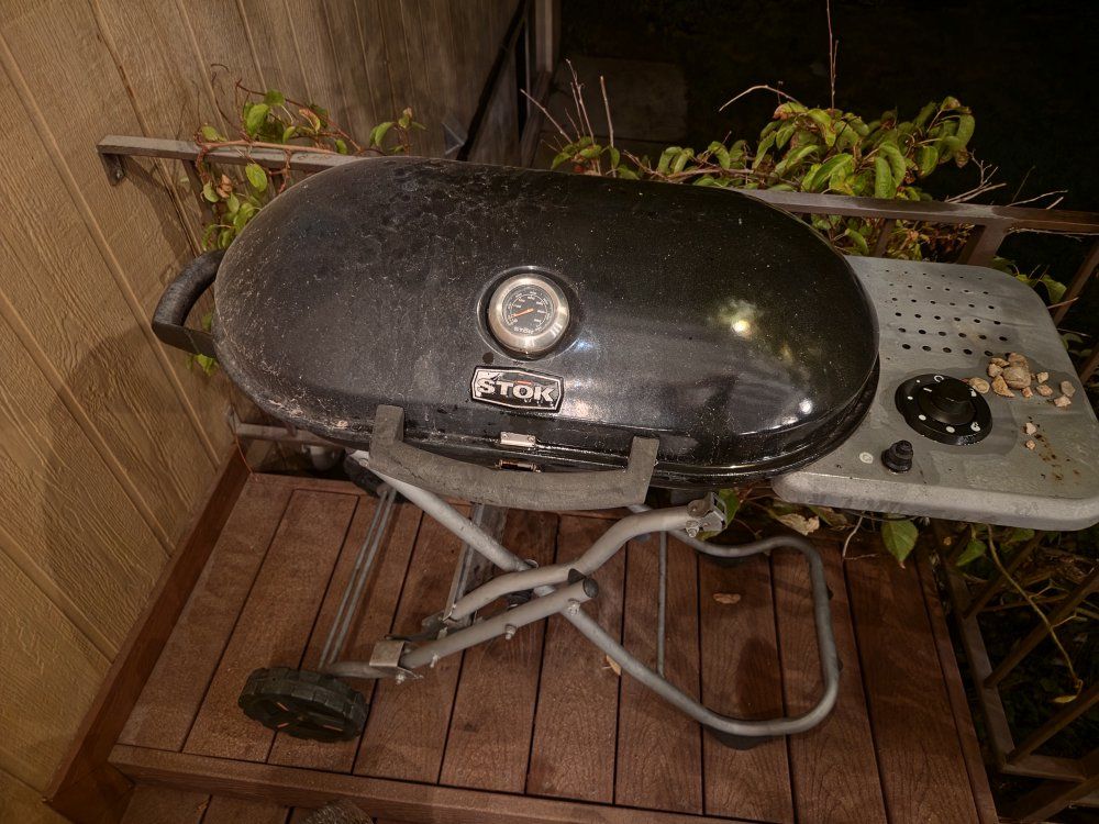 STOK Portable Gas Grill with Folding Cart and Temperature Gauge