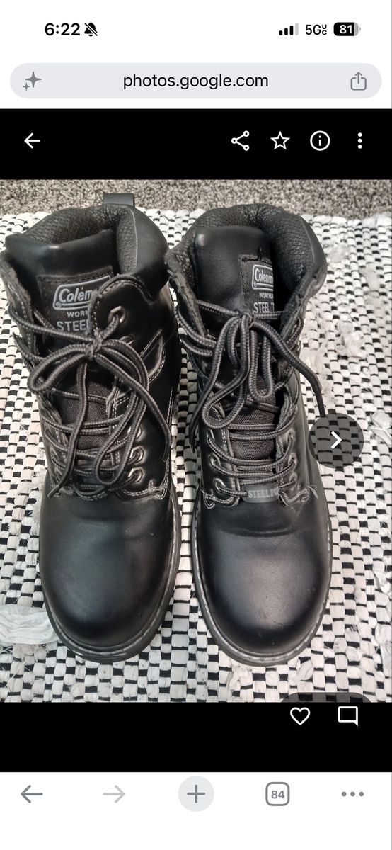 Coleman Workwear Steel Toe Black Boots Size 10.5 M