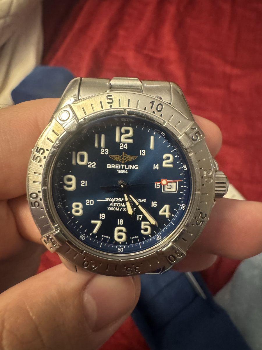 Breitling Superocean Automatic Watch A17340 Stainless Steel Blue Dial
