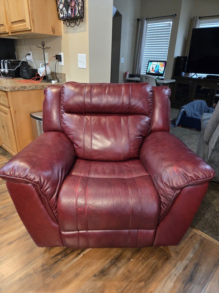 Red/ Burgundy Learher Recliner Rocker