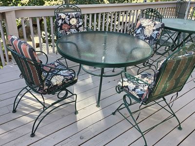 wrought iron chairs and table