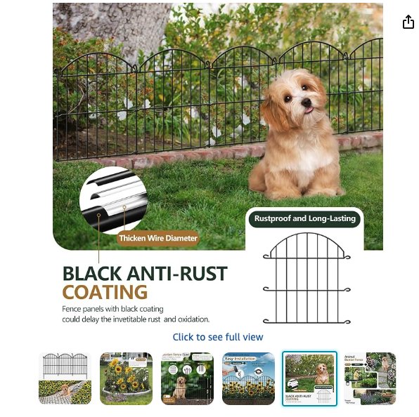 Pet Fencing - Black Anti-Rust Coated Decorative Metal Garden Fence Panels - Rustproof & Easy Install