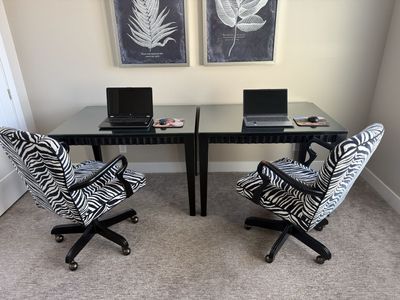 Set of 2 Modern Black Glass-Top Desk