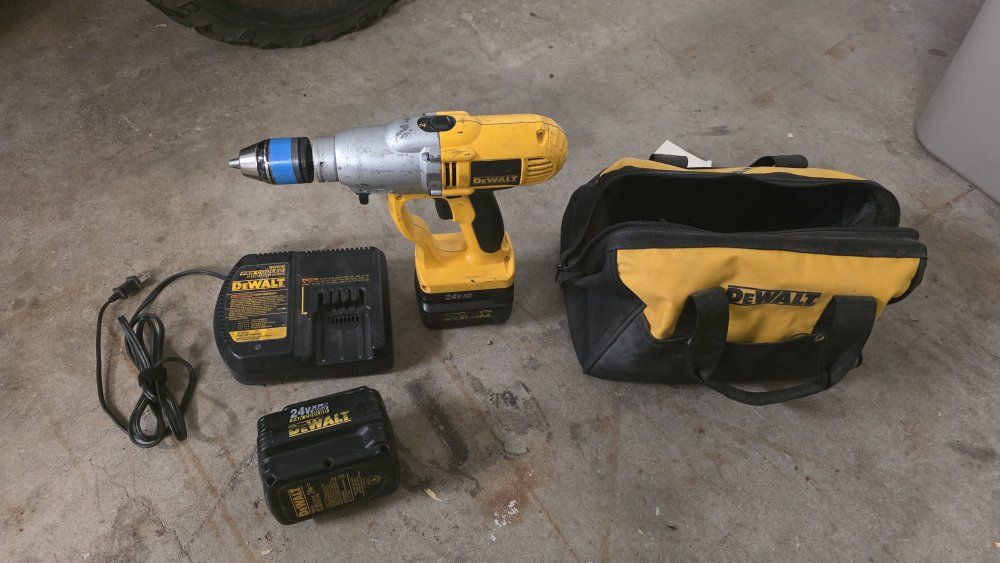 Dewalt 24V Cordless Drill Combo Set with Charger, Extra Battery, and Bag