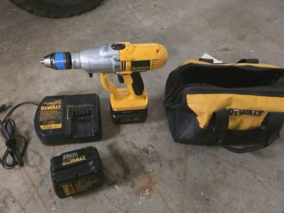 Dewalt 24V Cordless Drill Combo Set with Charger, Extra Battery, and Bag
