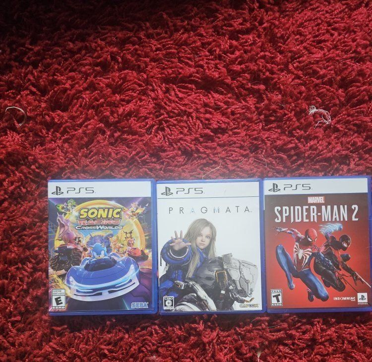 Lot of 3 PS5 Games: Sonic Racing CrossWorlds, Pragmata, Marvel's Spider-Man 2