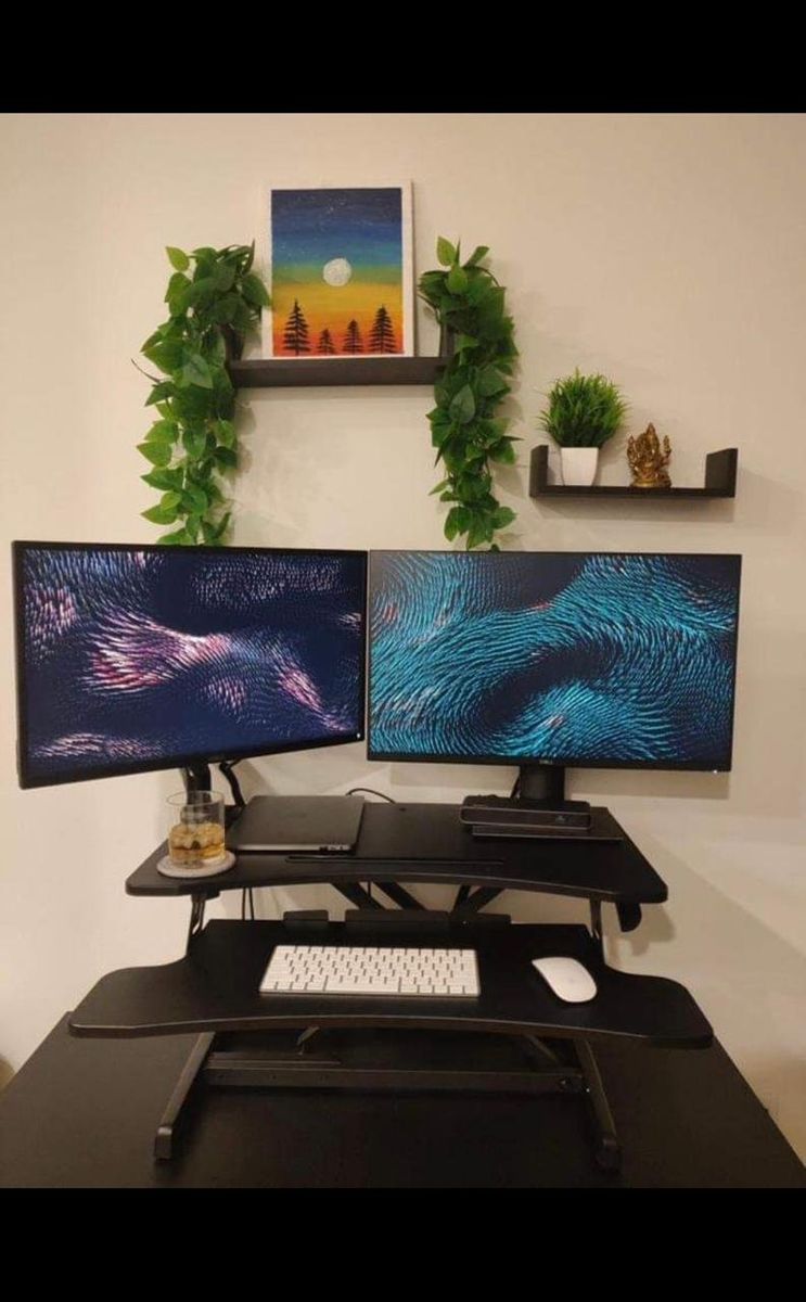 Black Adjustable Standing Desk Converter Workstation