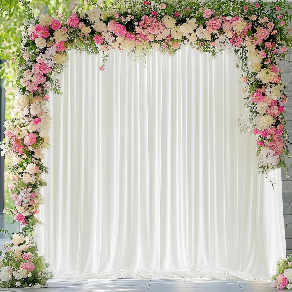 New Ivory Backdrop Curtain for Wedding Parties 10x10FT Photo Backdrop Drapes for Wedding Polyester