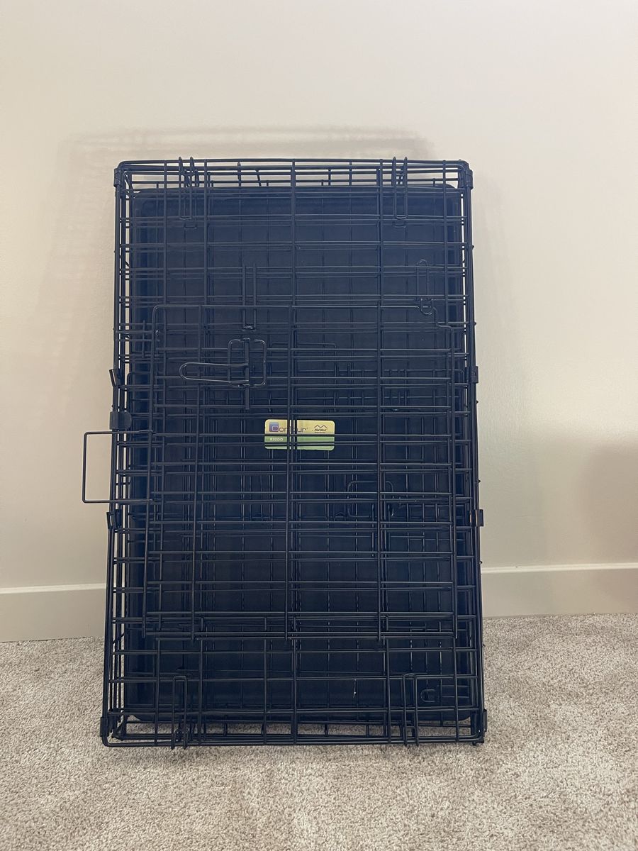 MidWest Contour Folding Metal Dog Crate with Removable Plastic Pan Tray