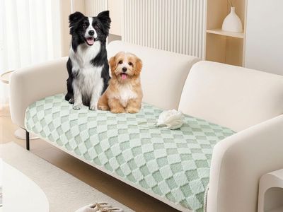 New! 2x $15 Non-Slip Pet Couch Cover Washable, Plush Faux Fur Couch Protector for Cushion Pet-Friendly Sofa