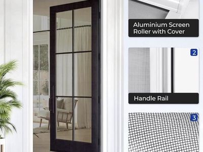 Retractable Door Screen forSingle Door,Free Stop Sliding Patio Doors, Durable White Aluminium Frame
