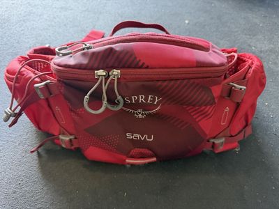Osprey Savu 5L Lumbar Waist Pack Red Print Cycling Bag