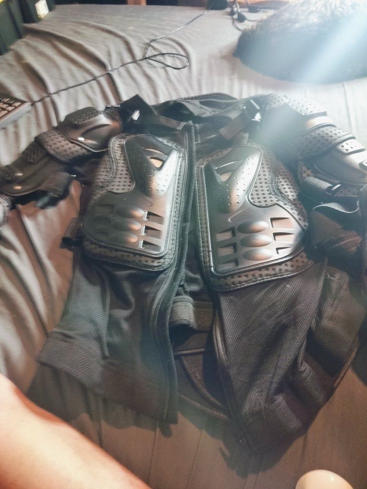 New Black Motorcycle Body Armor Jacket Spine Chest Shoulder Elbow Protection
