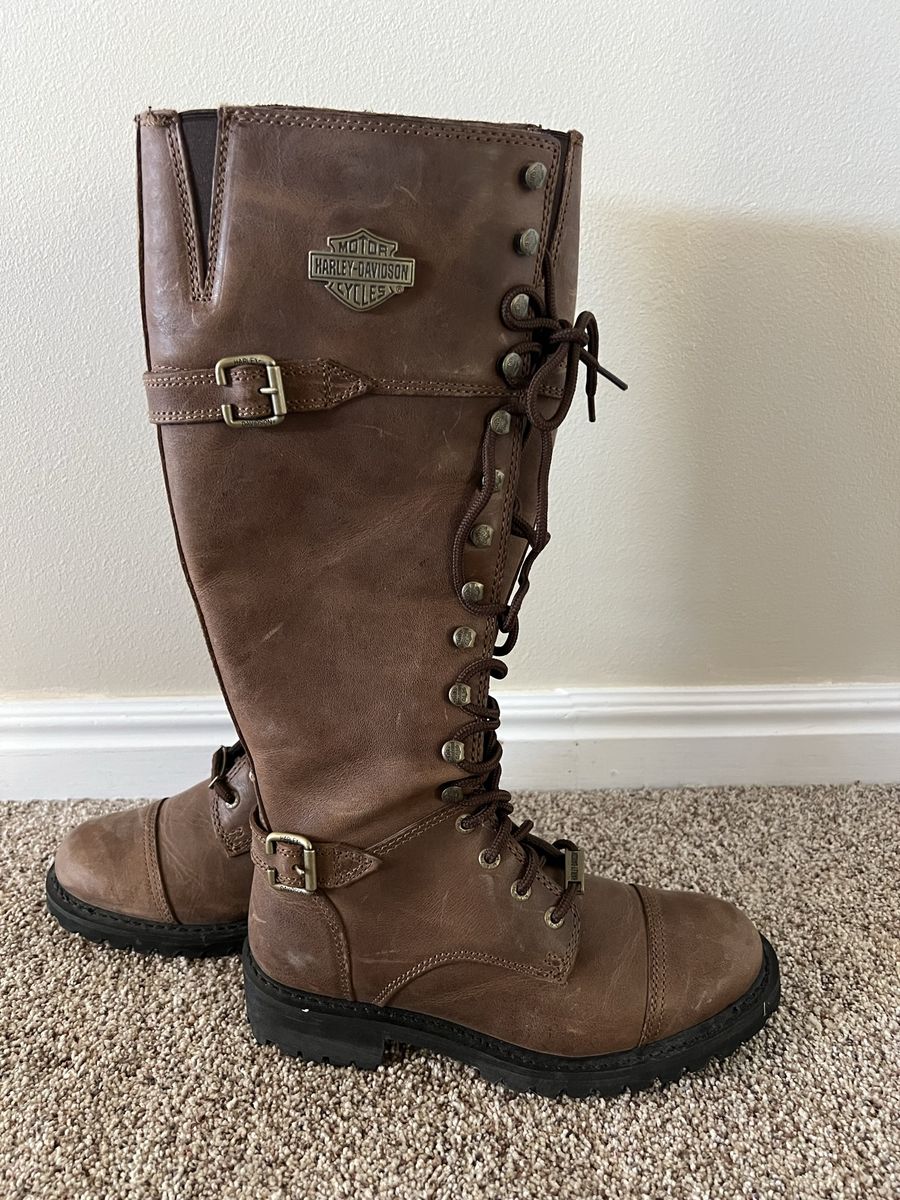 Harley-Davidson Women's Brown Leather Lace-Up Boots - Size 7.5
