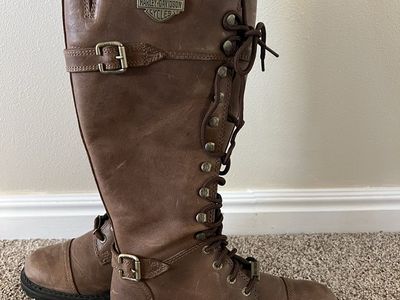 Harley-Davidson Women's Brown Leather Lace-Up Boots - Size 7.5
