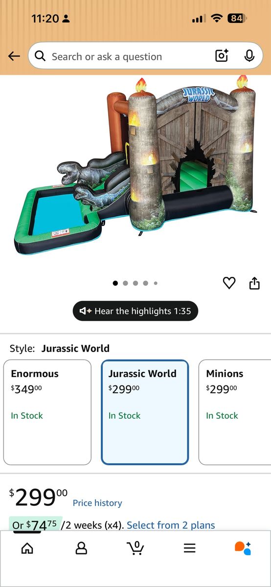 Funormous Jurassic World Dinosaur Bounce House