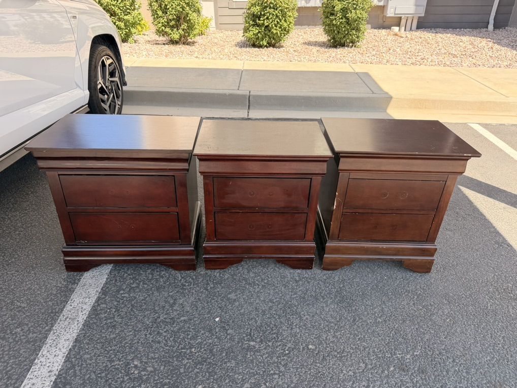 three Wooden Nightstands (Without Hardware)
