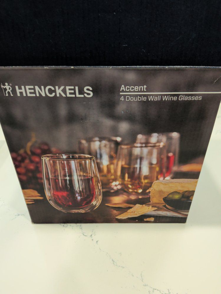 HENCKELS Accent 8-Piece Double Wall Wine Glasses Set - Stemless, Insulated Glassware