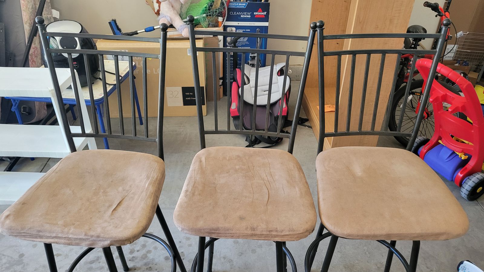 Three Swivel Bar Stools