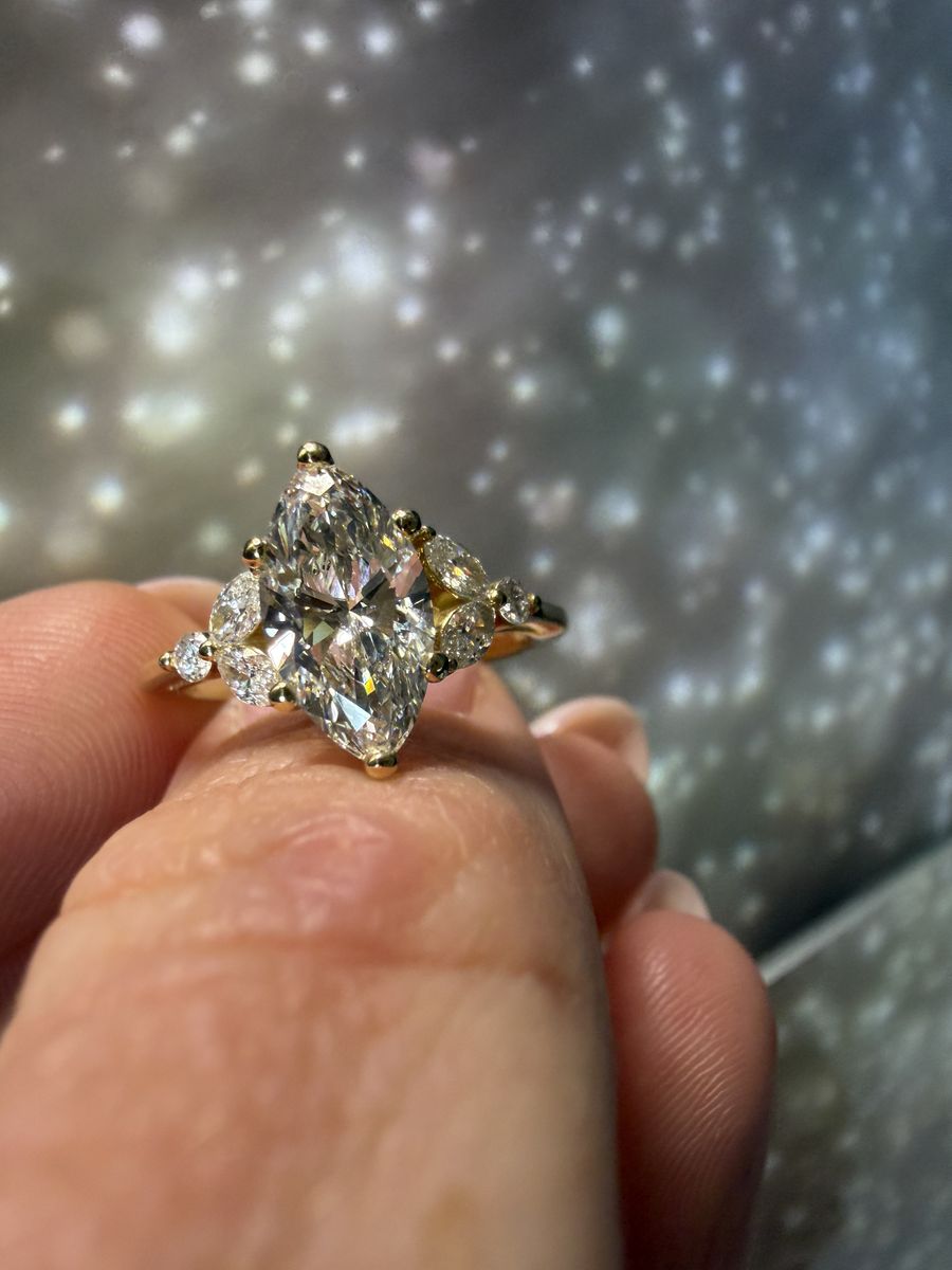 Marquise Lab Diamond Engagement Ring
